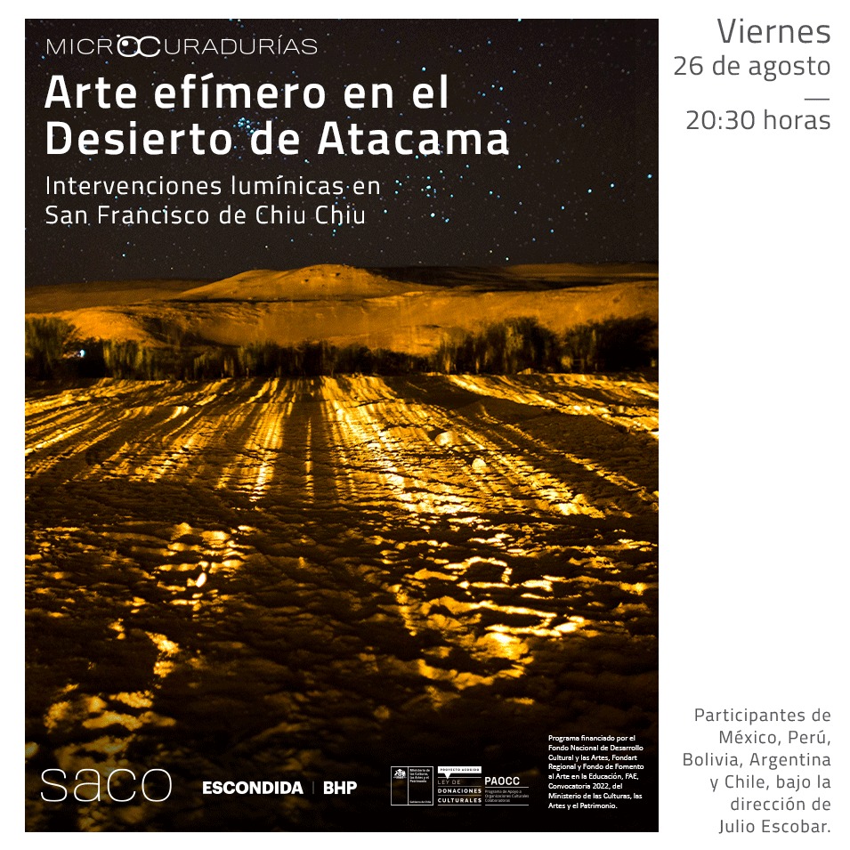 Arte efímero en el Desierto de Atacama: SACO invita a intervenciones lumínicas en Chiu Chiu
